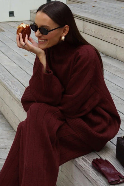 Damen-Strickset mit lockerer Hose für einen stilvollen Look