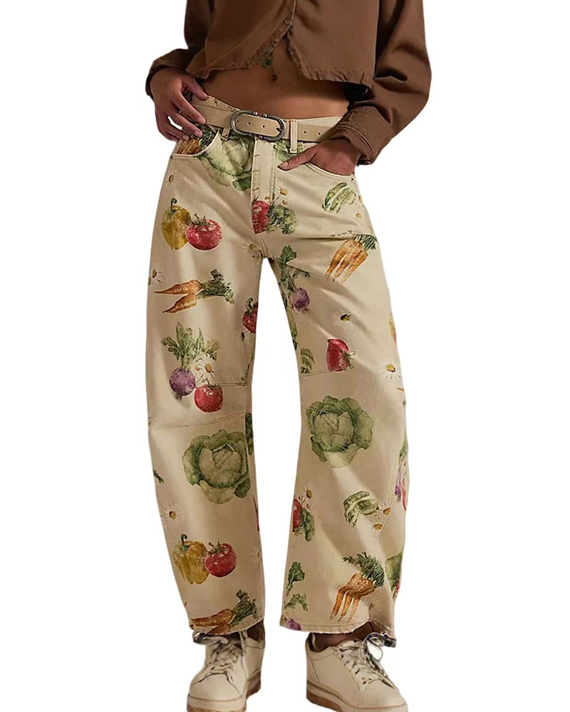Damenjeans mit Print in lockerer Passform im Gesamtlook