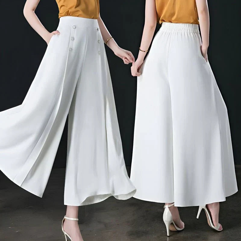 Damen Weite Hose Mit Elastischem Bund Business Casual