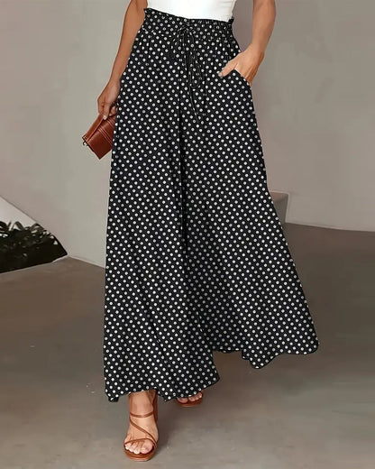 Damen Weite Hose Mit Polka Dot Print Lang
