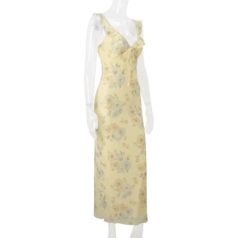 Florales Maxikleid mit tiefem Rückenausschnitt für den Sommer