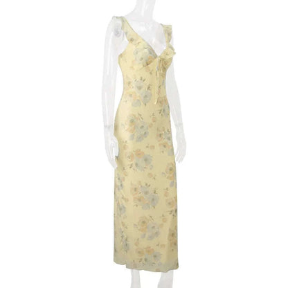 Florales Maxikleid mit tiefem Rückenausschnitt für den Sommer
