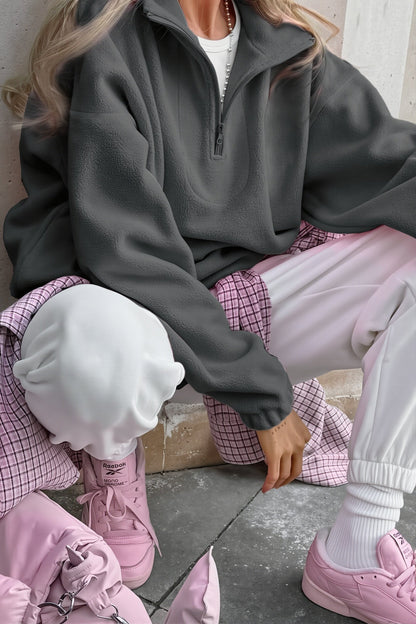 Damen Fleece Sweatshirt mit langen Ärmeln, Frontansicht