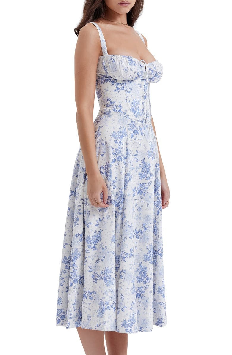 Florales Bustier-Midriff-Cutout-Bodycon-Kleid