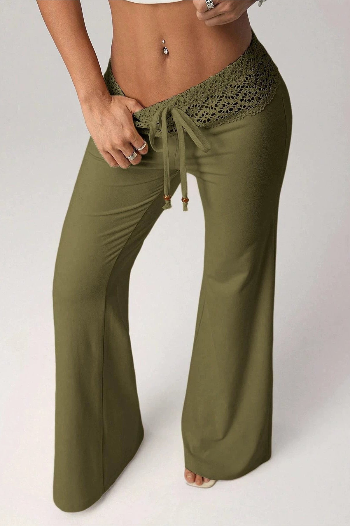 Damen Schlaghose Mit Schnürung Und Low Waist