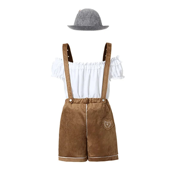 Damen bestickte Samt-Latzshorts Bronze