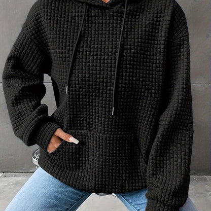 Damen Strukturierter Kapuzenpullover Mit Waffelstruktur