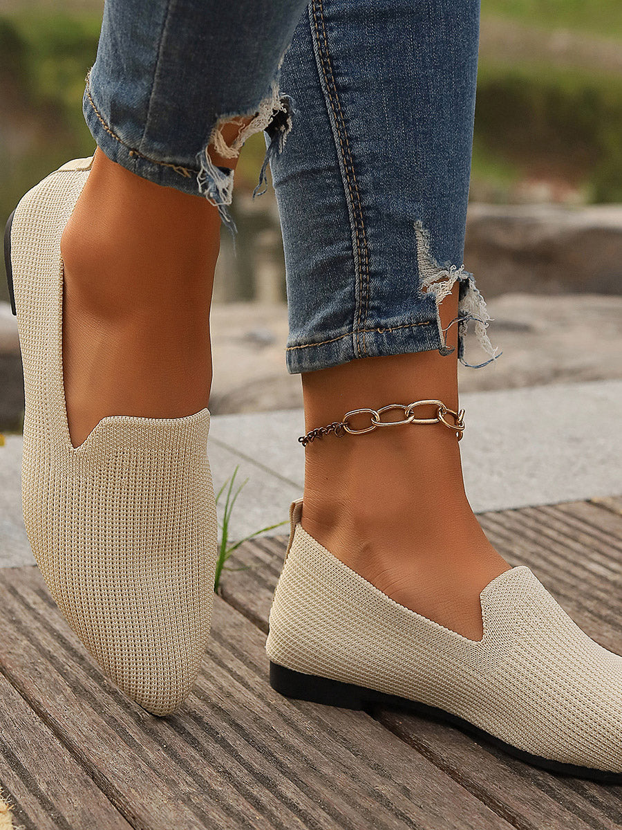 Damen-Ballerinas in einfarbigem Design, Ansicht von oben