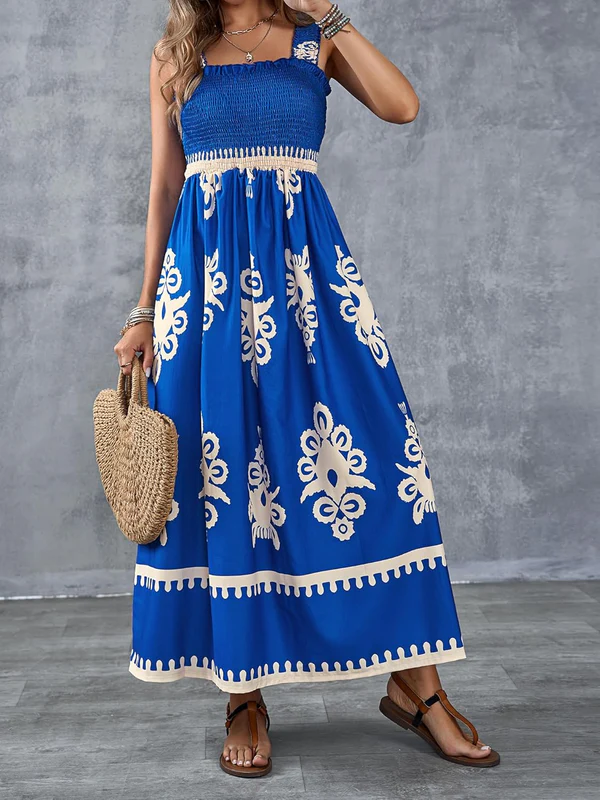 Künstlerisches geometrisches Maxikleid mit Raffung