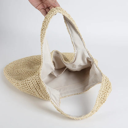 Elegante Stroh-Strandtasche