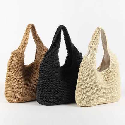 Elegante Stroh-Strandtasche