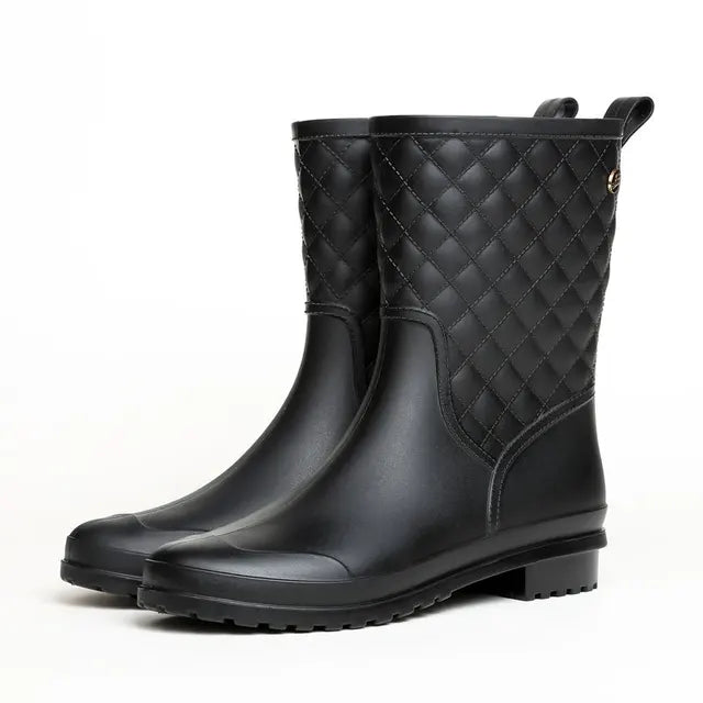 Damen-Regenstiefel mit hohem Schaft und markanter Plateau-Sohle