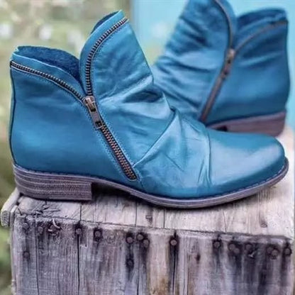 Knöchelhohe Damenstiefeletten mit bequemem Vintage-Absatz