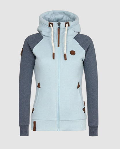Damen-Hoodie von vorne mit Kapuze und schlichtem Design