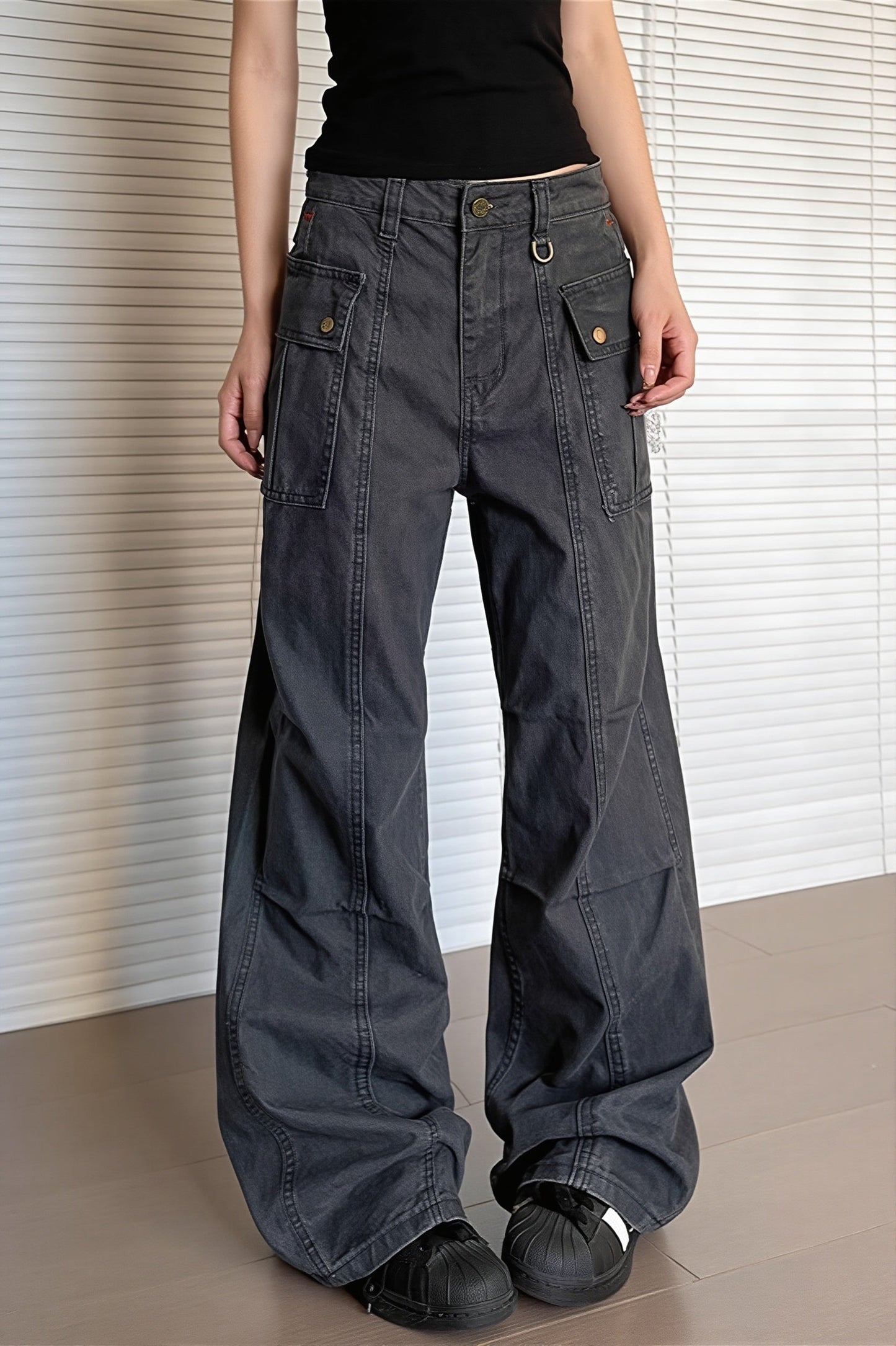 Damen Cargohose Mit Waschung Und Mehreren Taschen