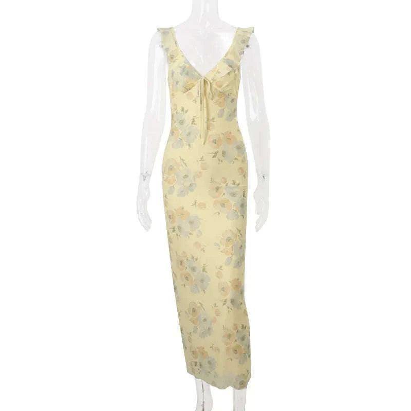 Florales Maxikleid mit tiefem Rückenausschnitt für den Sommer