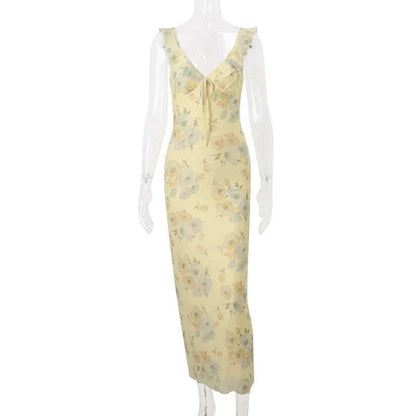 Florales Maxikleid mit tiefem Rückenausschnitt für den Sommer