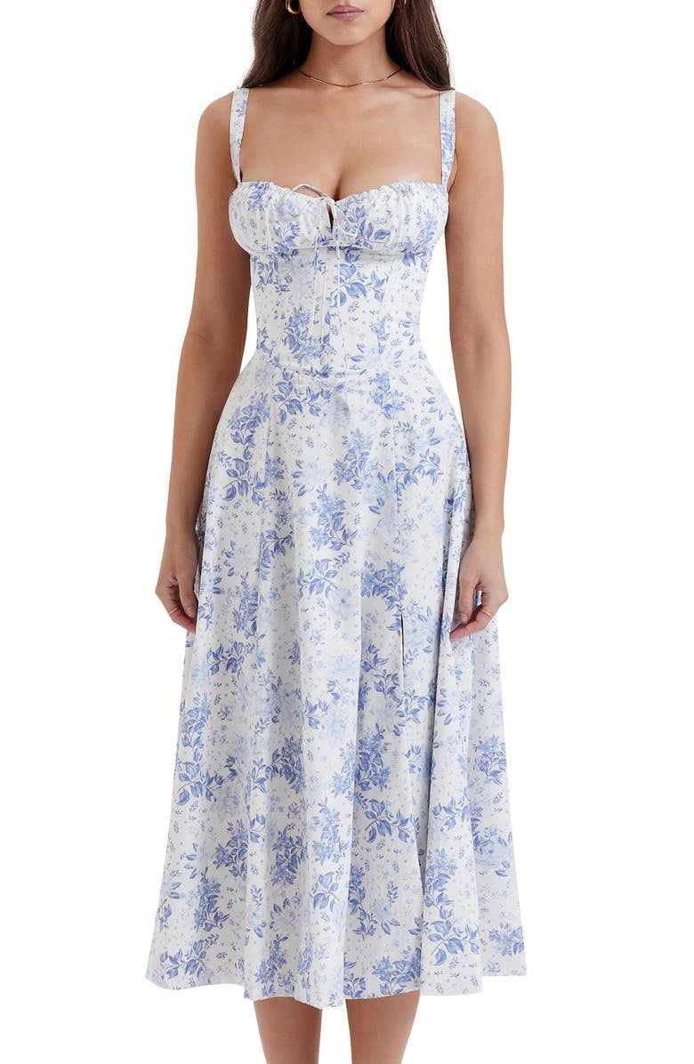 Florales Bustier-Midriff-Cutout-Bodycon-Kleid