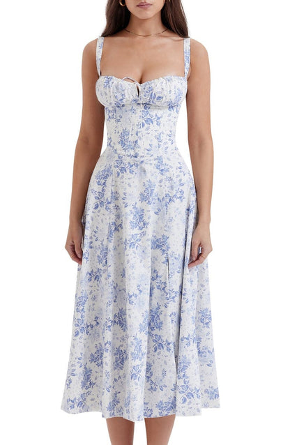 Florales Bustier-Midriff-Cutout-Bodycon-Kleid