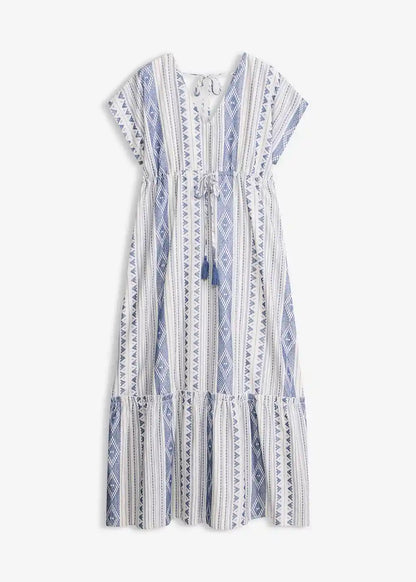 Damen Maxikleid Mit Ethno Streifen Für Urlaub Und Strand