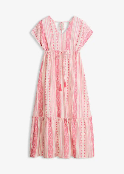 Damen Maxikleid Mit Ethno Streifen Für Urlaub Und Strand
