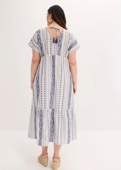 Maxikleid für Damen mit Ethno-Streifen im Boho-Stil