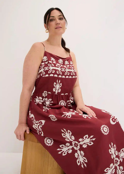 Damen Maxikleid mit Ethno-Muster für Urlaub, Strand und Freizeit