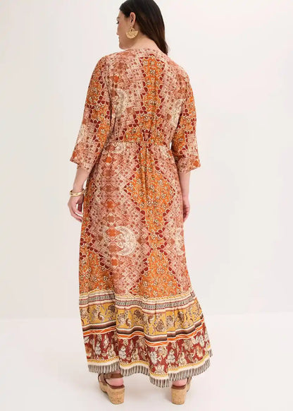 Damen Freizeitkleid in Maxilänge mit Ethno-Print und luftiger Passform