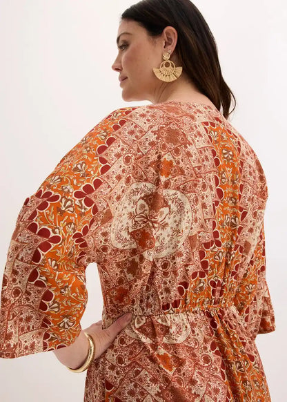 Damen Boho-Kleid mit Ethno-Muster für Urlaub und warme Sommertage