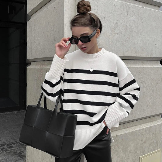 Women's Oversized Striped Knitted Sweater