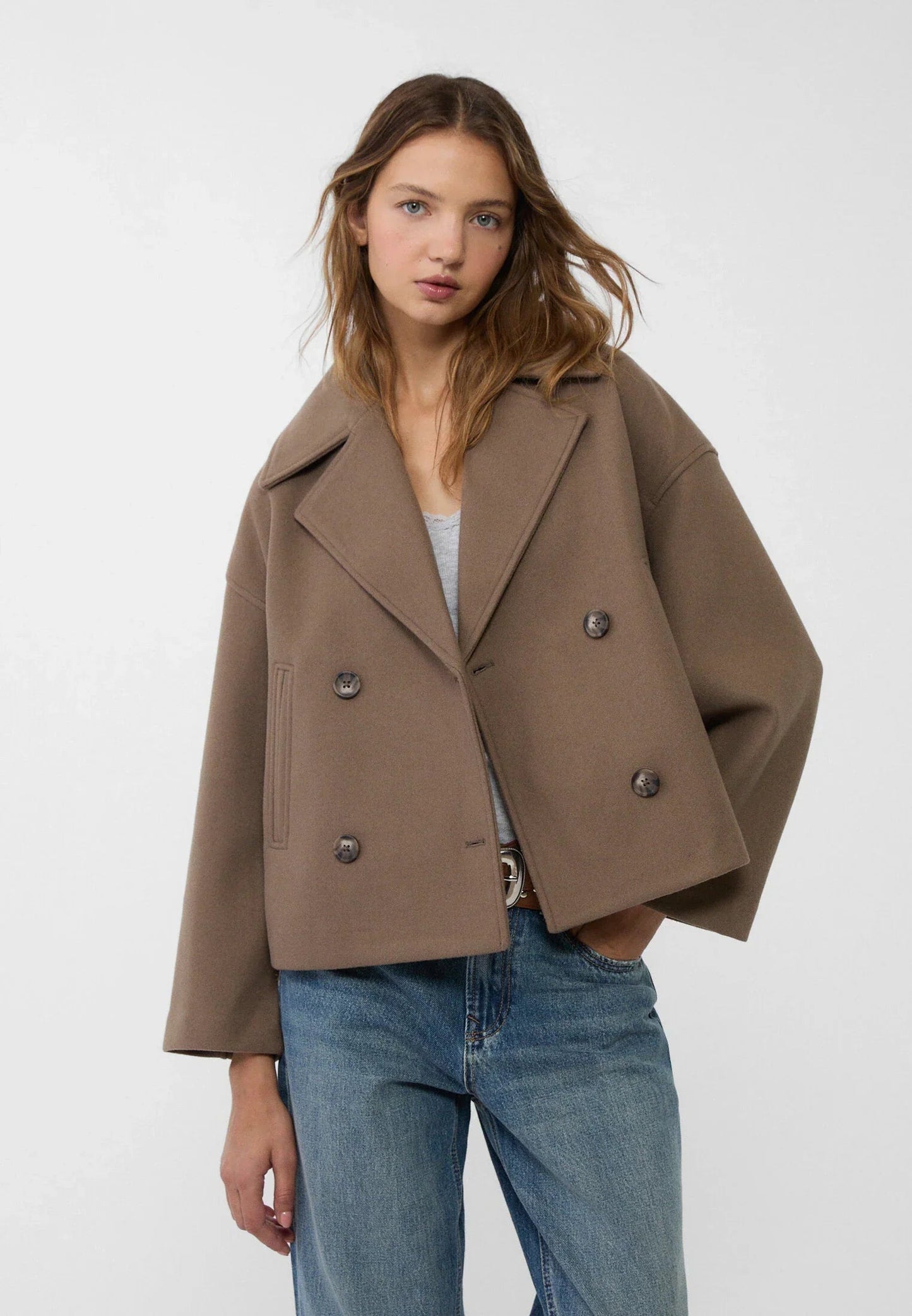 Stylish double-breasted short jacket 