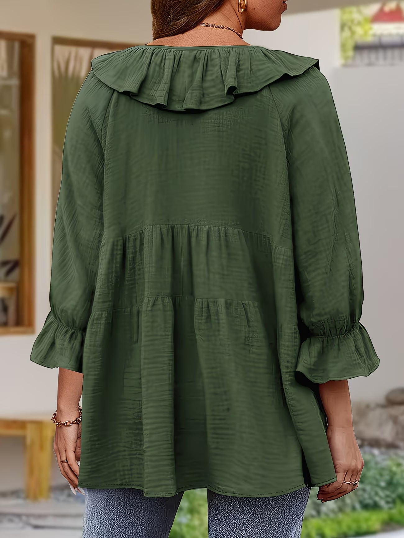 Elegante Bluse mit Rüschenkragen für Damen