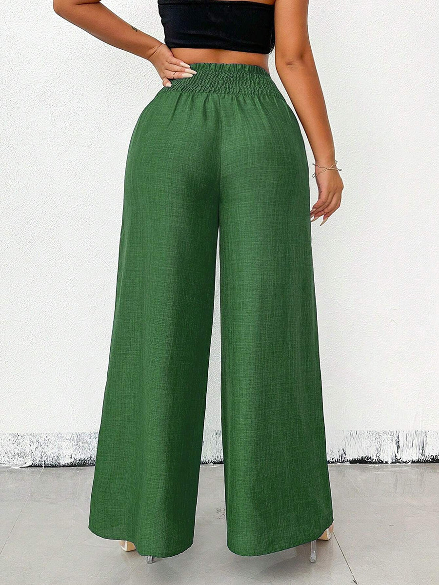 Unifarbene High-Waist-Hose für Damen, seitliche Ansicht