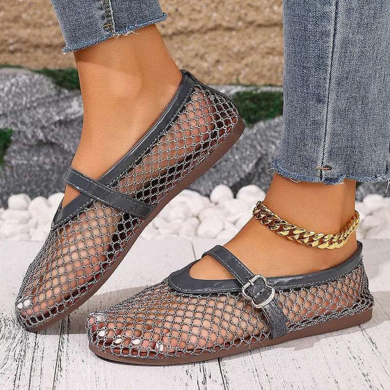 Damen Mary Jane Ballerinas Aus Mesh Lässig