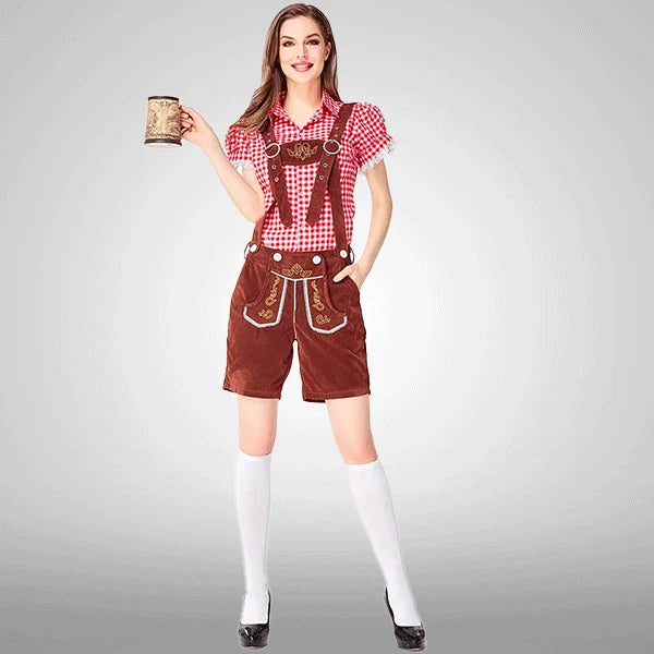 Samt bestickte bayerische Latzhosen traditionell