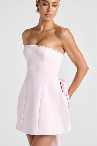 Damen Mini Kleid in A-Linie mit freiliegenden Schultern