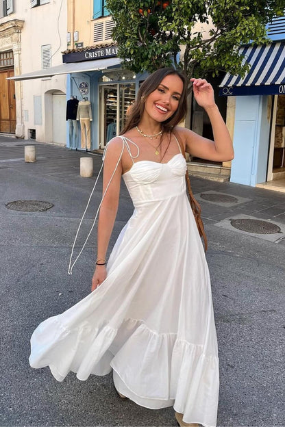 Polyester Knöchellanges langes Kleid Weiß