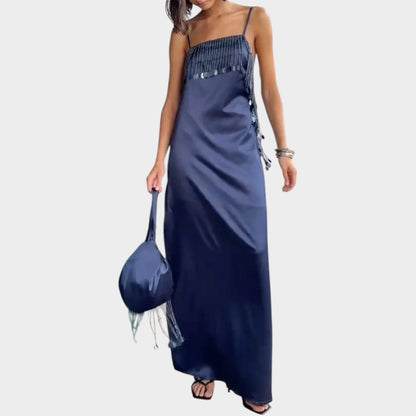Müheloses V-Ausschnitt Slip-Maxikleid