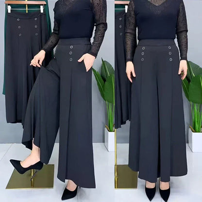 Damen Weite Hose Mit Elastischem Bund Business Casual