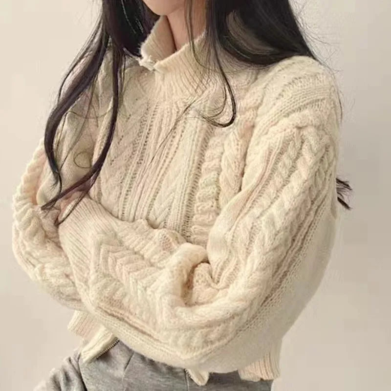 Damen Strick-Cardigan mit Reißverschluss und langen Ärmeln