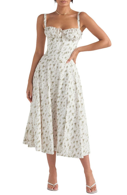 Florales Bustier-Midriff-Cutout-Bodycon-Kleid