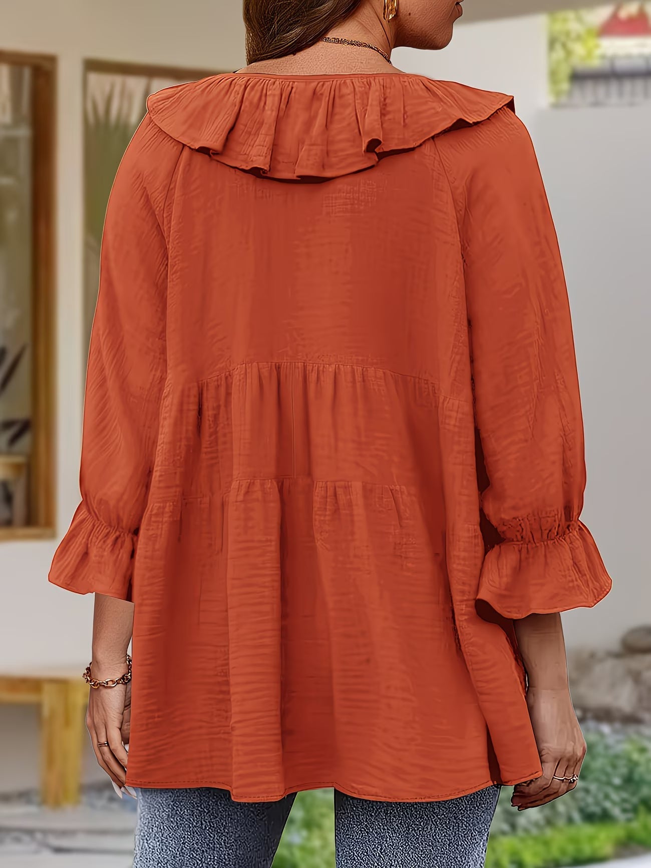 Elegante Bluse mit Rüschenkragen für Damen