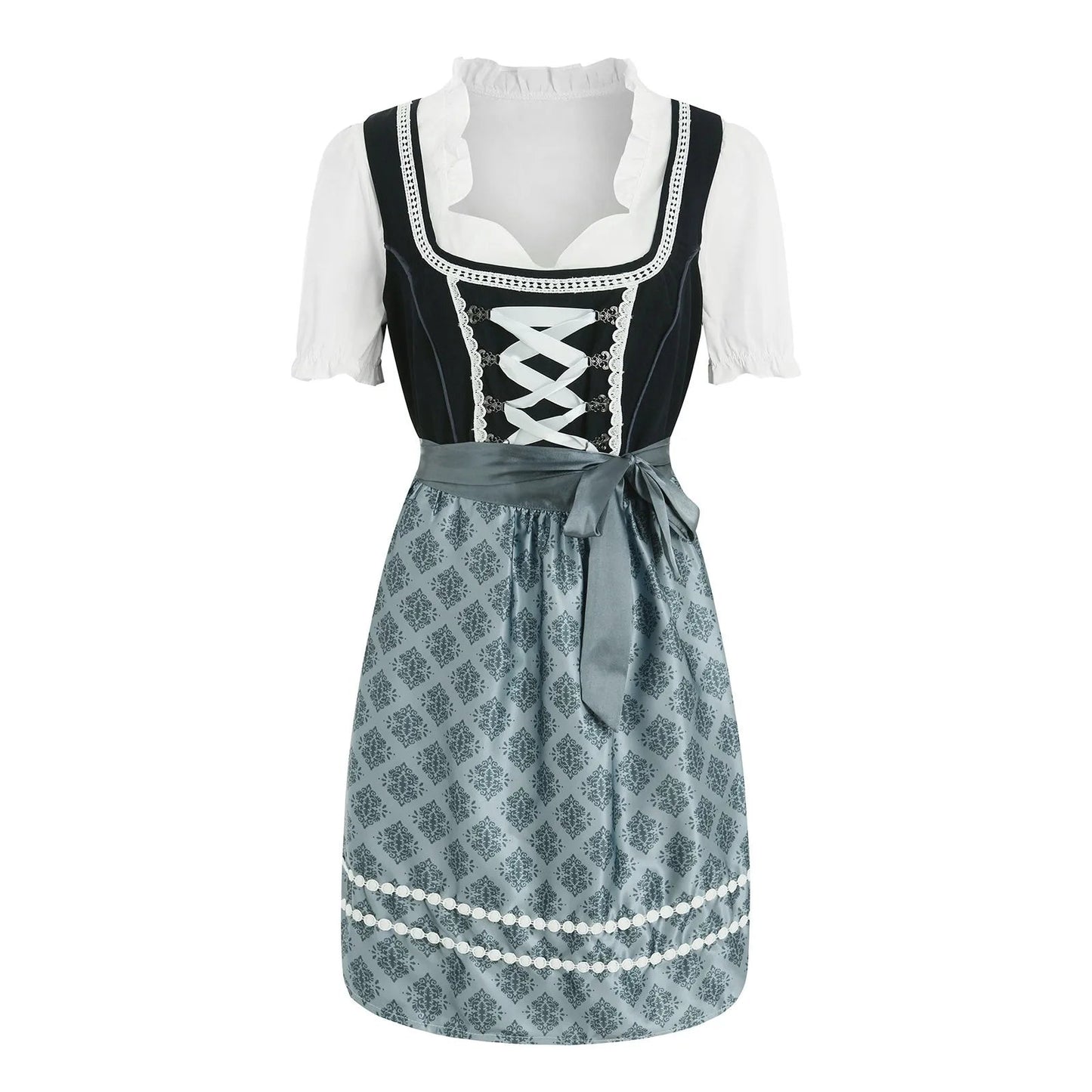 Damen-Dirndl in Slim-Fit-Passform mit integrierter Bluse und Schürze