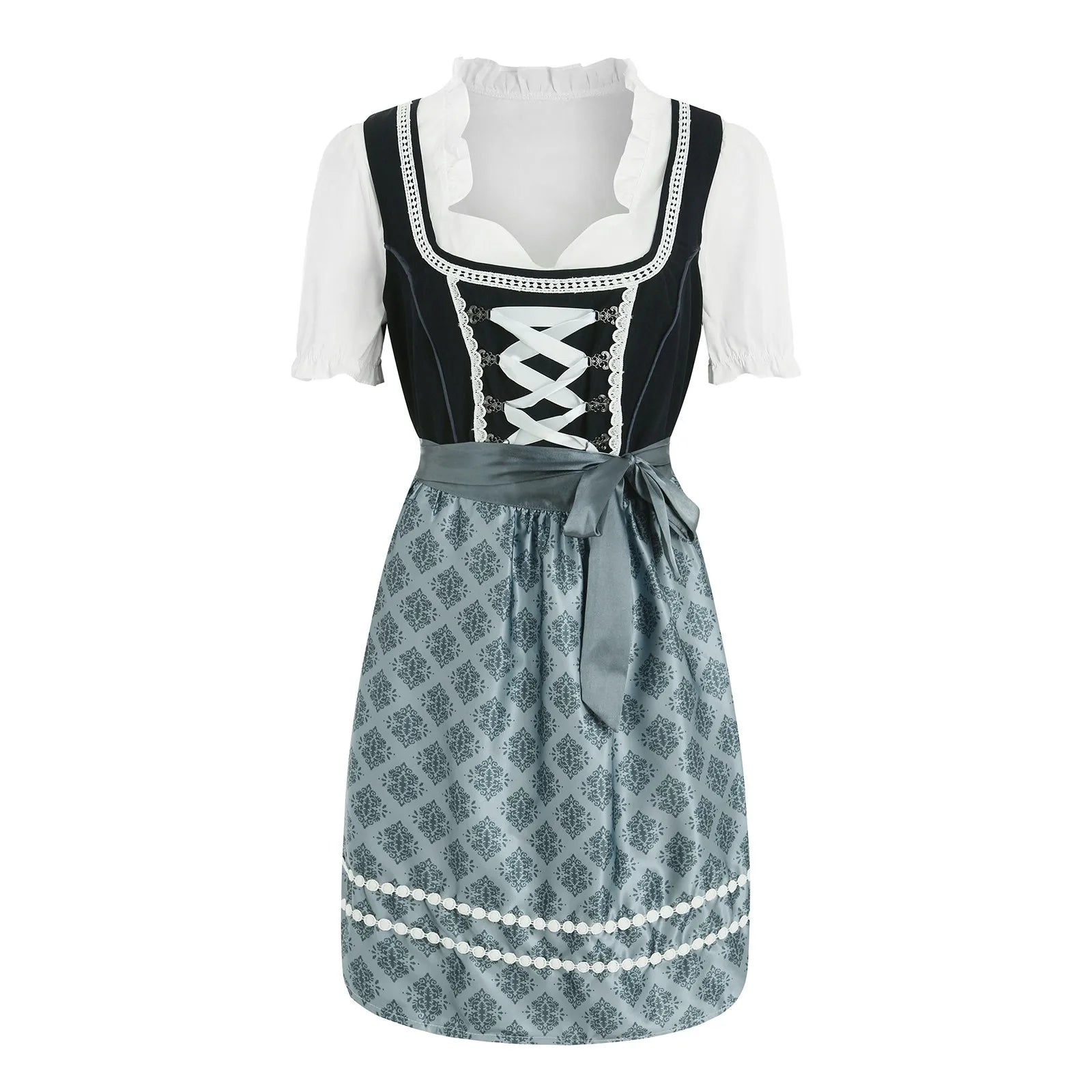 Damen-Dirndl in Slim-Fit-Passform mit integrierter Bluse und Schürze