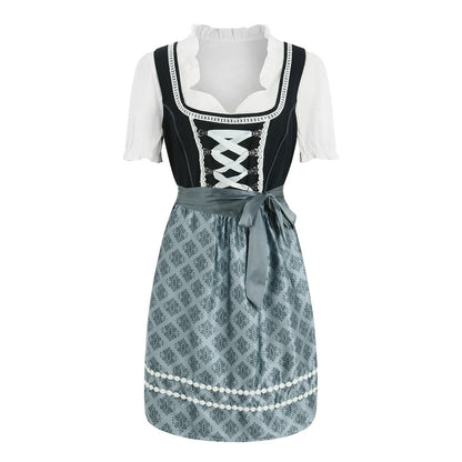 Damen Dirndl Slim Fit Polyester Mit Integrierter Bluse Und Schürze