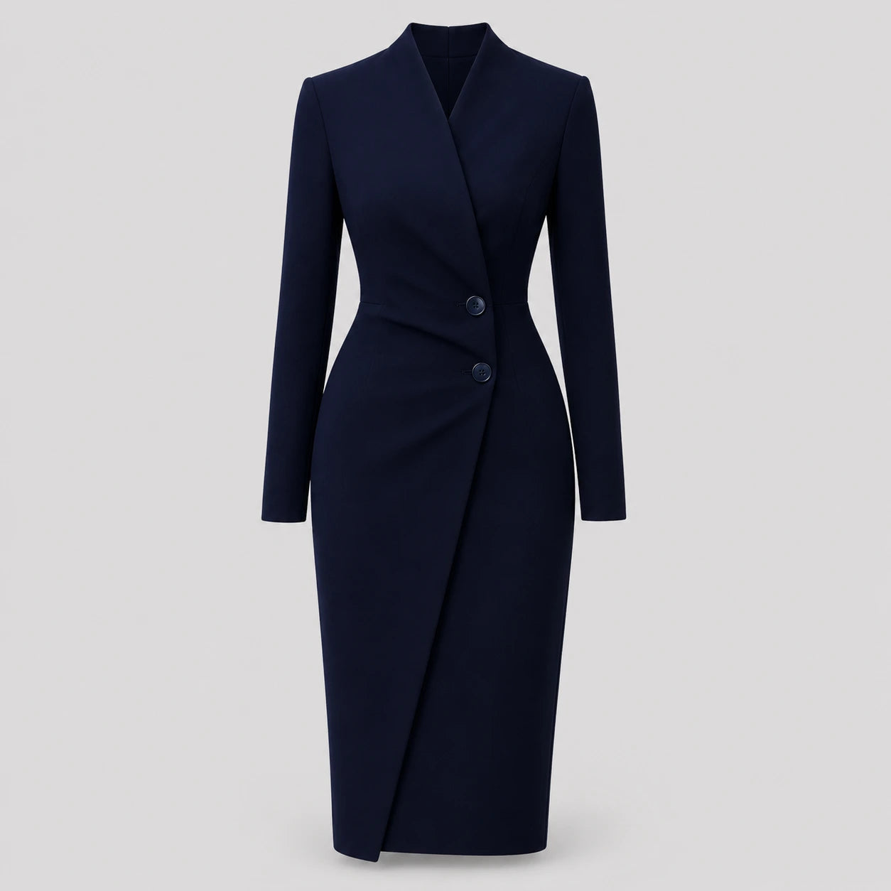 Figurbetontes Wickel-Midikleid für Damen mit Schalkragen