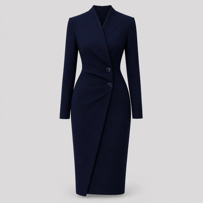 Figurbetontes Wickel-Midikleid für Damen mit Schalkragen