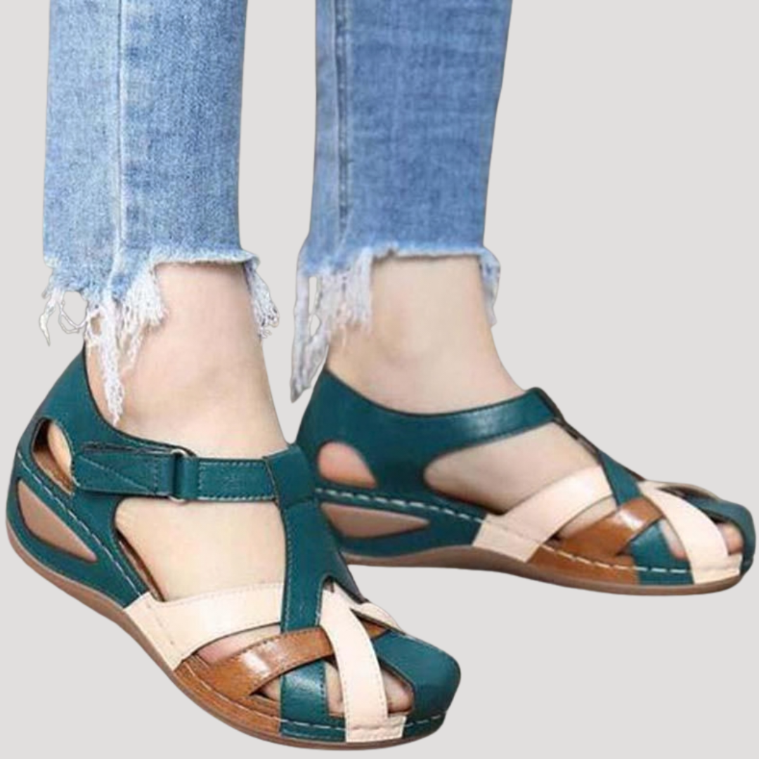 Damen Gewebte Riemchen Sandalen mit geschlossenem Zehenbereich zum Gehen