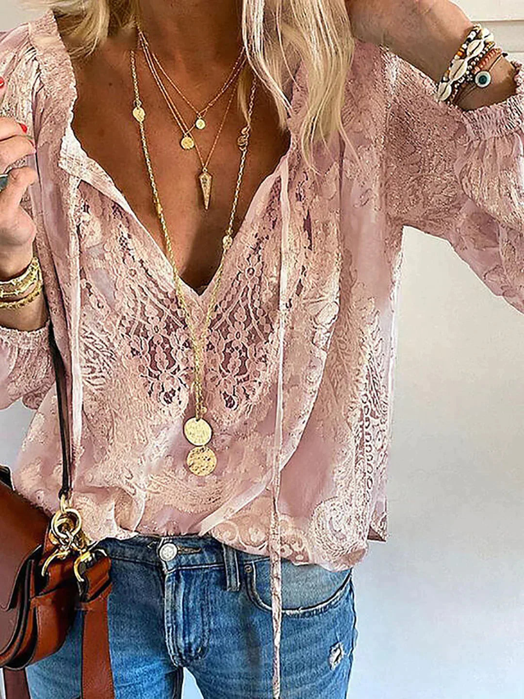 Damen Leichte Lockere Bluse