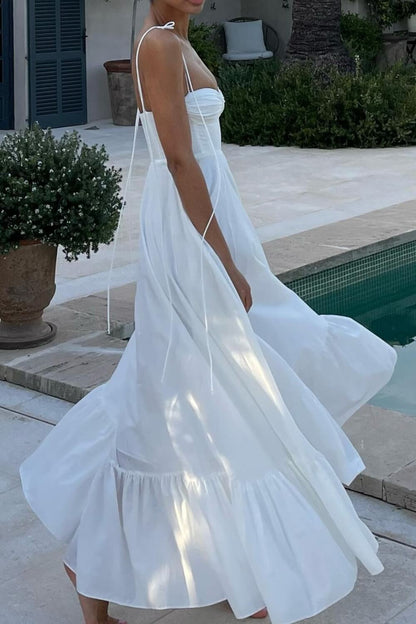 Polyester Knöchellanges langes Kleid Weiß
